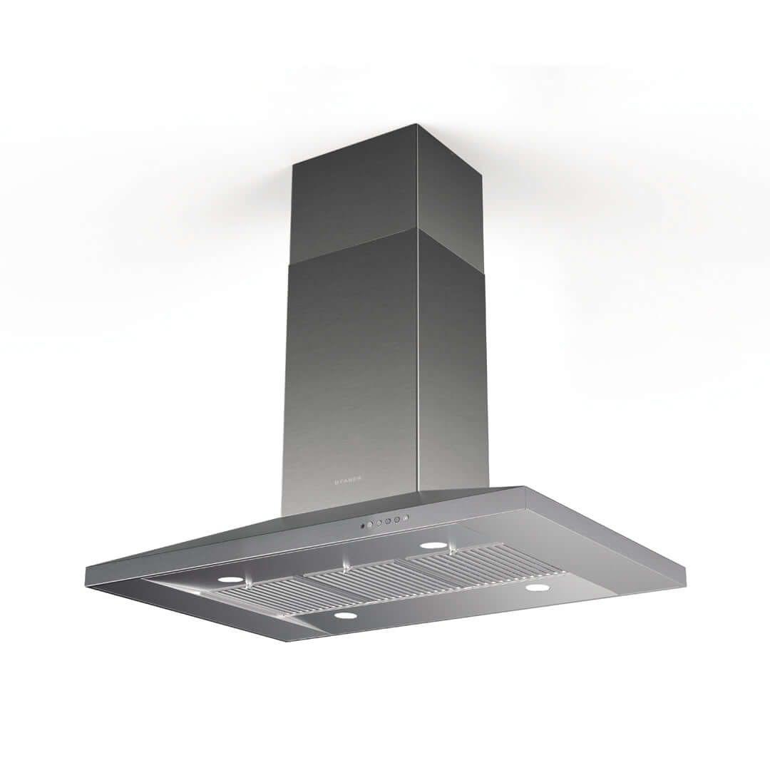 Faber Dama Isola Island Mount Range Hood With Sizing Options In Stainless Steel 