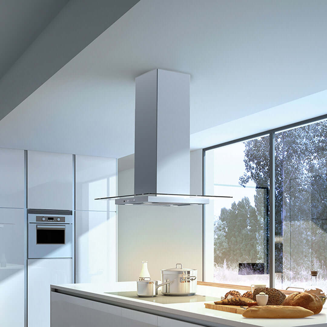 Faber Glassy Isola 36" Island Mount Range Hood In Stainless Steel 