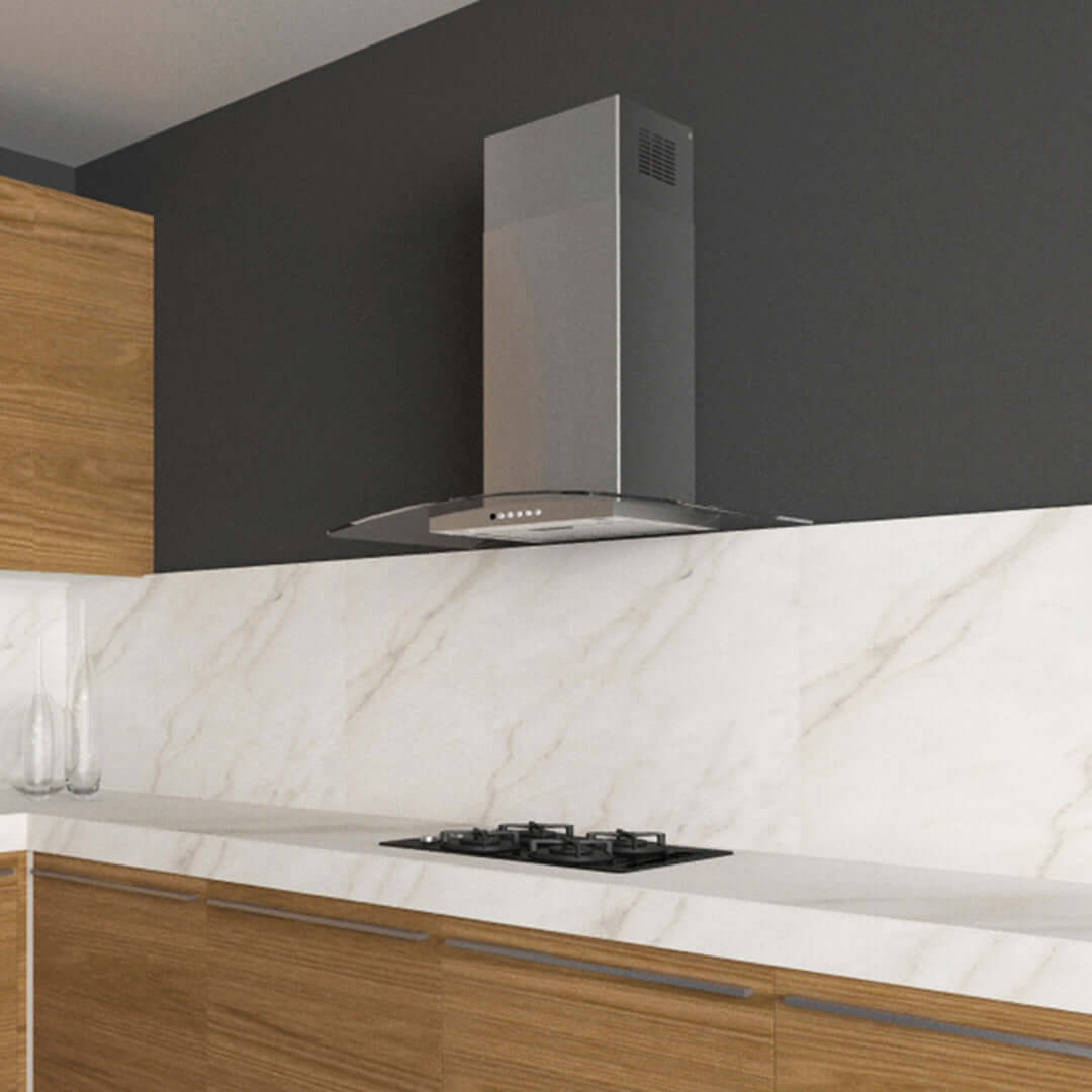 Faber Tratto Wall Mount Range Hood with Size Options In Stainless Steel 