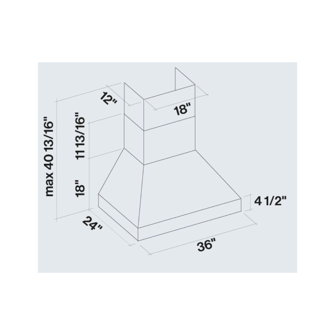 Falmec Pyramid Pro Professional 1000 CFM Wall Mount Range Hood in Stainless Steel with Size Options (FPDPR) 