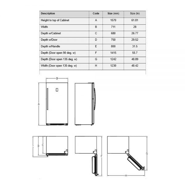 Forno Stainless Steel 60 in. Professional Refrigerator dimensions.