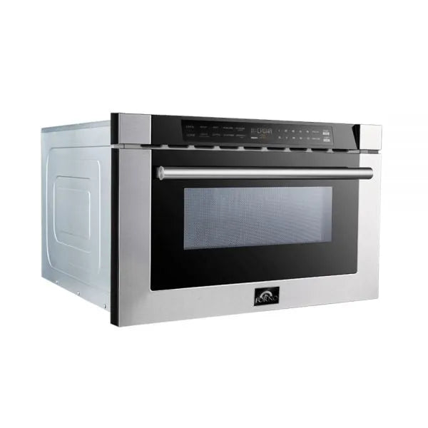 Forno 24 in. 1.2 cu. ft. Built-In Microwave Drawer in Stainless Steel (FMWDR3000-24) side, closed.