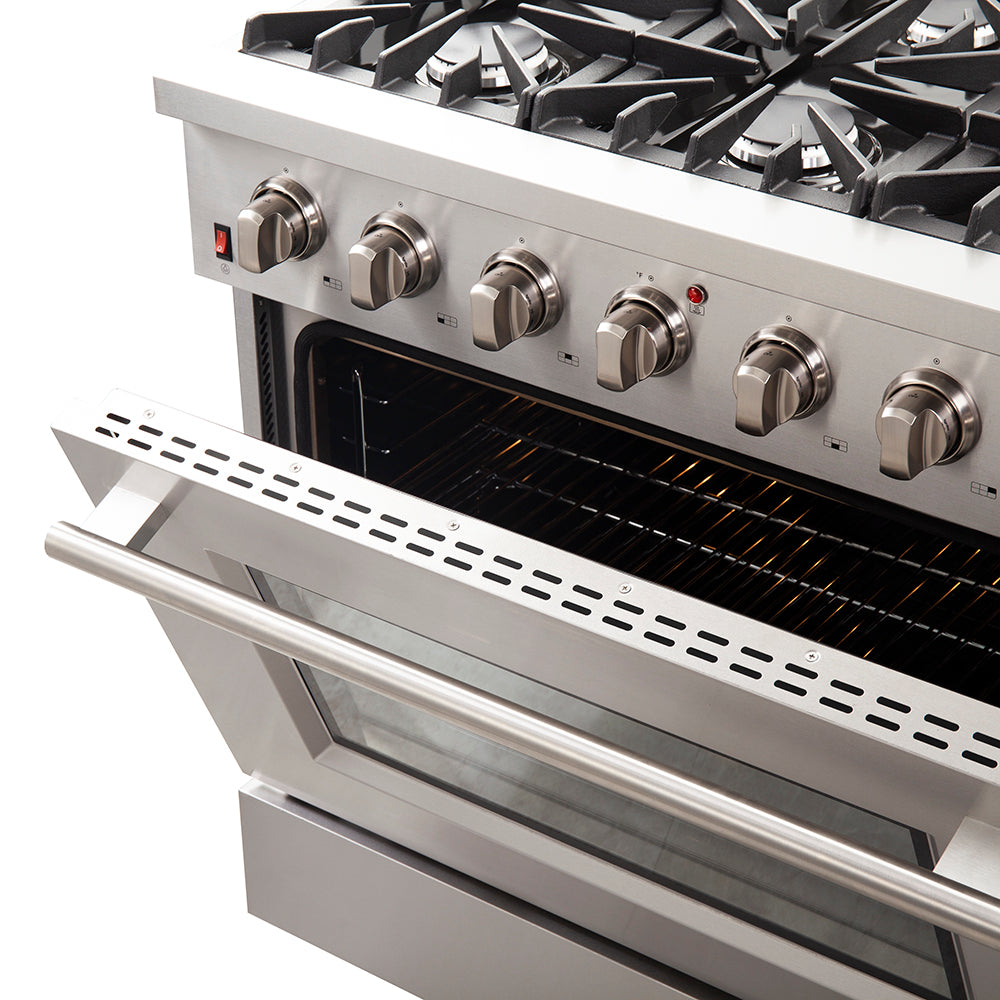 Forno 36 in. All Gas Range oven door ventilation.