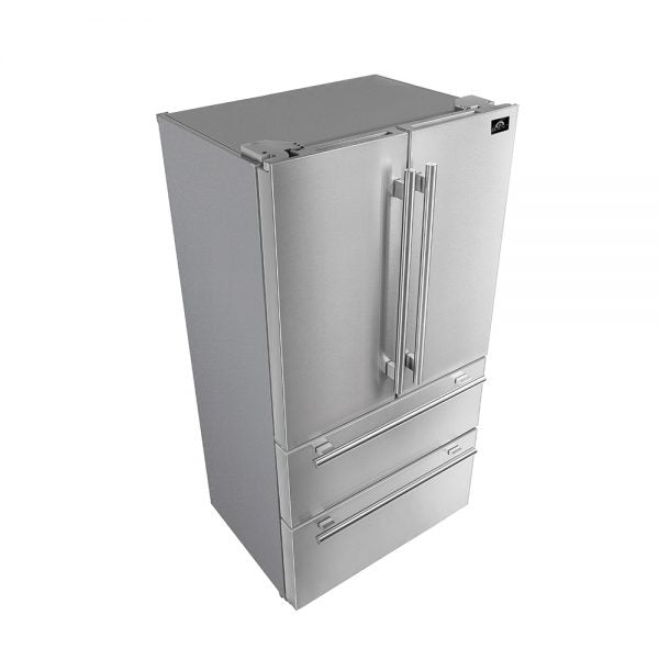 Forno 36 in. Refrigerator above side angle.