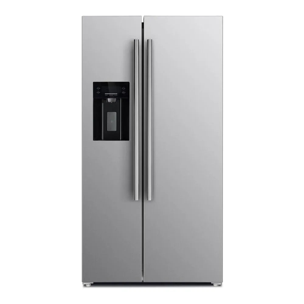 Forno 36 in. 20.0 cu. ft. Counter-Depth Side-by-Side Refrigerator with Water and Ice Dispenser in Stainless Steel (FFRBI1844-36SB) main image.