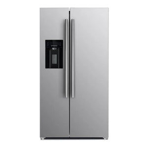 Forno 36 in. 20.0 cu. ft. Counter-Depth Side-by-Side Refrigerator with Water and Ice Dispenser in Stainless Steel (FFRBI1844-36SB) main image.
