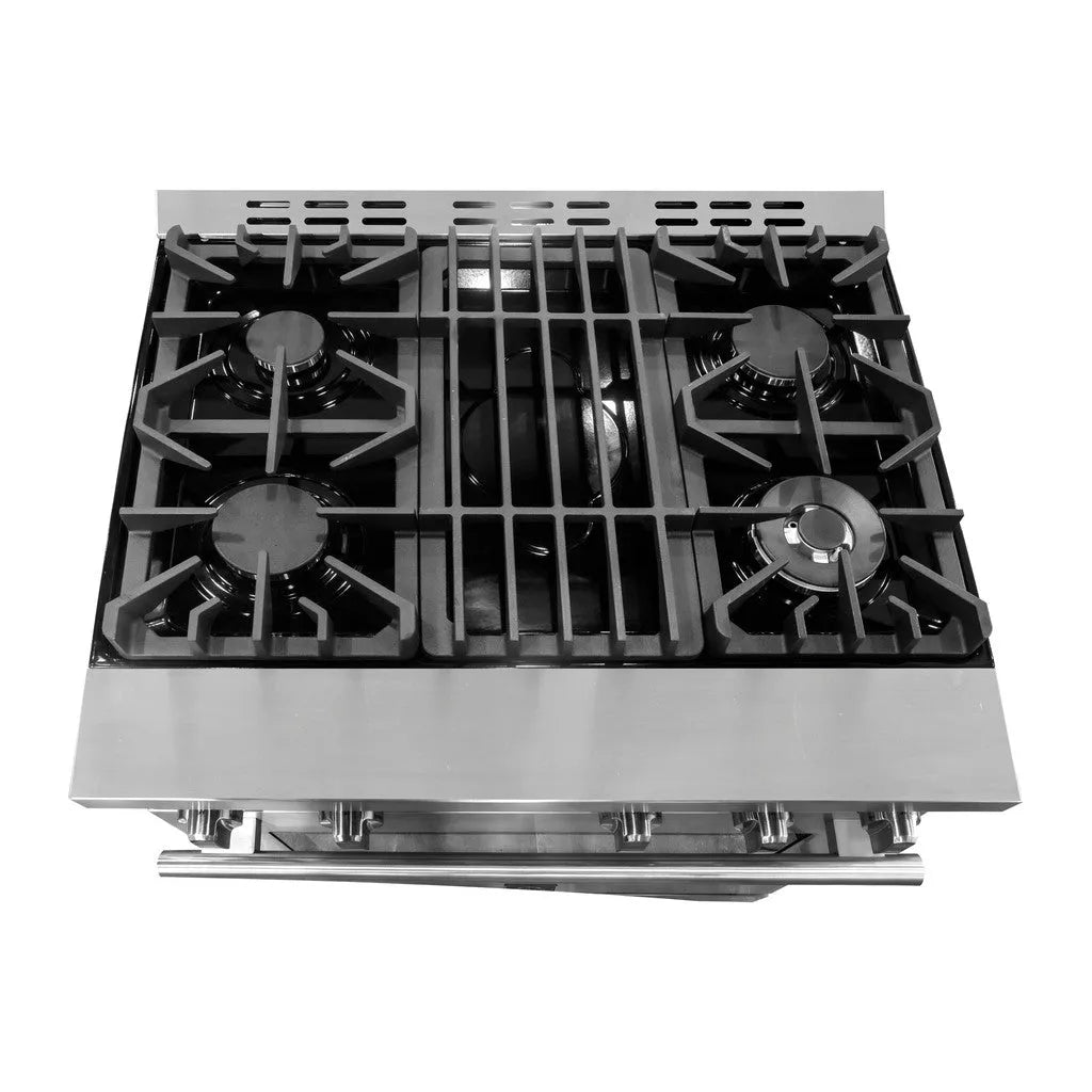 Forno Alta Qualita - 30 in. 4.62 cu. ft. Pro-Style Range with Gas Stove and Gas Oven in Stainless Steel (FFSGS6228-30S) Gas Cooktop Overhead View