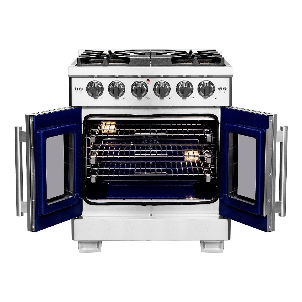 Forno Capriasca 30 in. 4.32 cu. ft. French Door Freestanding All Gas Range in Stainless Steel (FFSGS6460-30)-