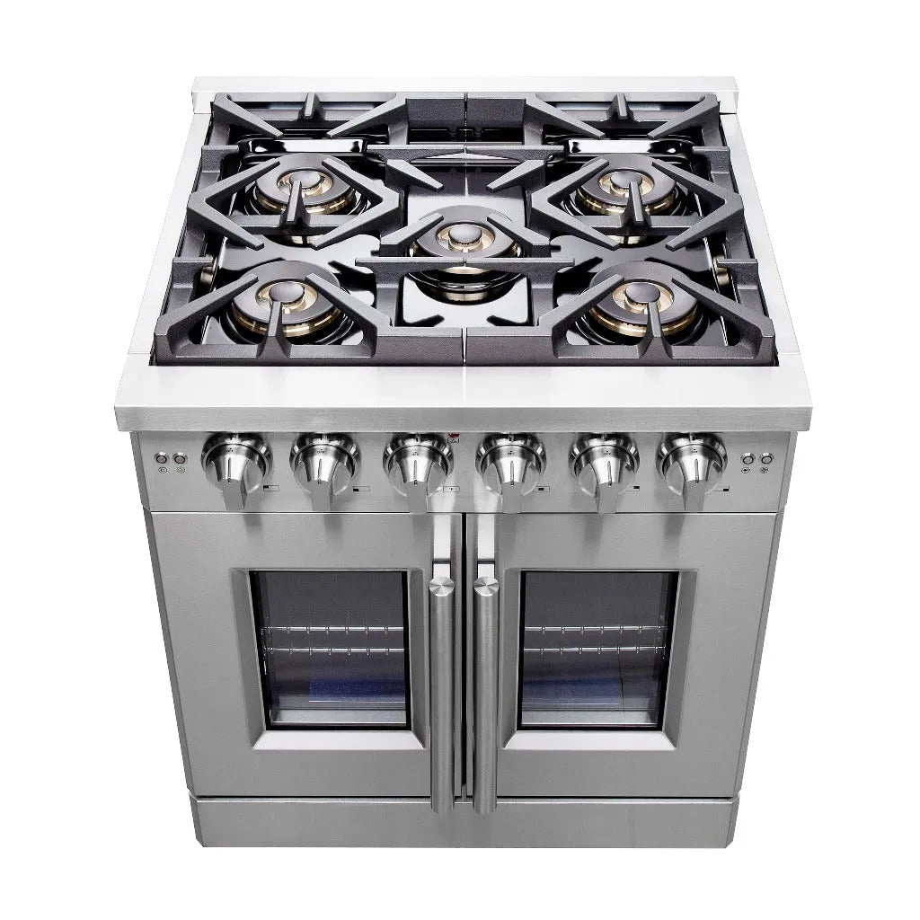 Forno Capriasca 30 in. 4.32 cu. ft. French Door Freestanding All Gas Range in Stainless Steel (FFSGS6460-30)-
