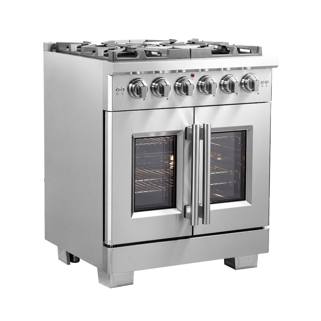 Forno Capriasca 30 in. 4.32 cu. ft. French Door Freestanding All Gas Range in Stainless Steel (FFSGS6460-30)-