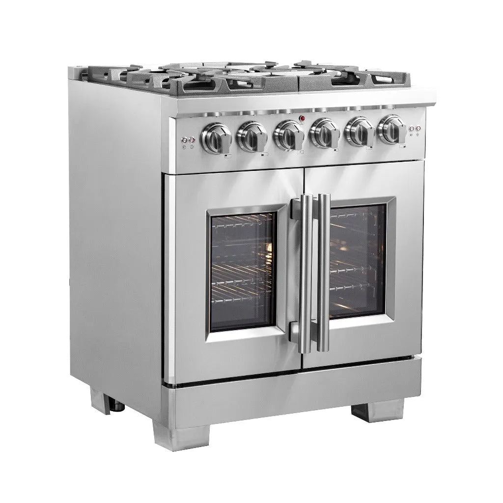 Forno Capriasca 30 in. 4.32 cu. ft. French Door Freestanding All Gas Range in Stainless Steel (FFSGS6460-30)-