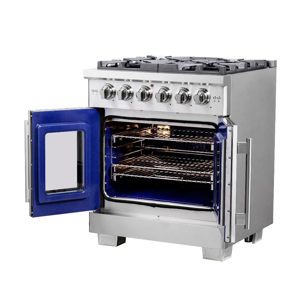 Forno Capriasca 30 in. 4.32 cu. ft. French Door Freestanding All Gas Range in Stainless Steel (FFSGS6460-30)-