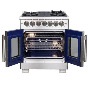 Forno Capriasca 30 in. 4.32 cu. ft. French Door Freestanding Dual Fuel Range with Gas Stove and Electric Oven in Stainless Steel (FFSGS6387-30)-