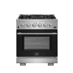 Forno Capriasca - 30 in. 4.32 cu. ft. Professional Range with Gas Stove and Gas Oven in Stainless Steel (FFSGS6260-30)-Black Door