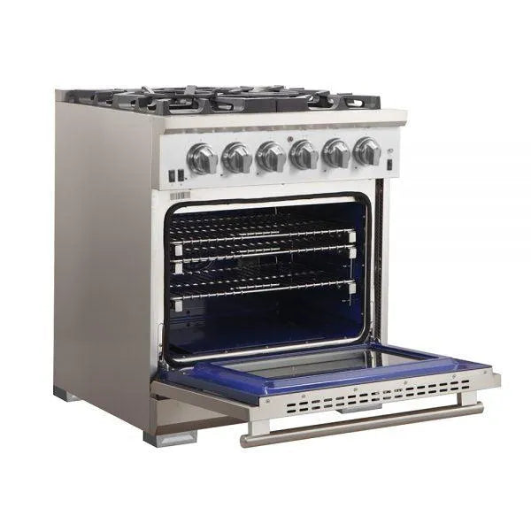 Forno Capriasca - 30 in. 4.32 cu. ft. Professional Range with Gas Stove and Gas Oven in Stainless Steel (FFSGS6260-30)-