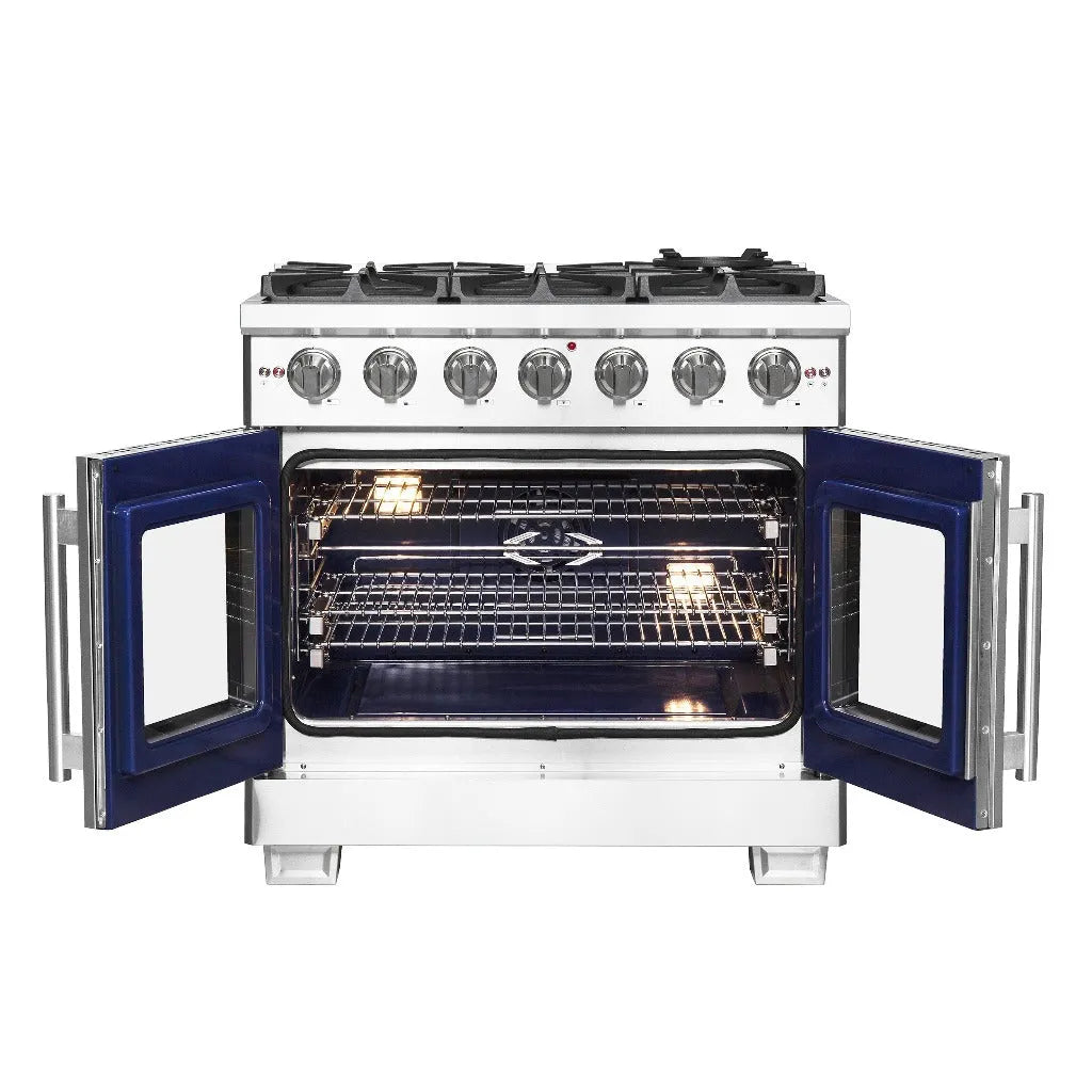 Forno Capriasca 36 in. 5.36 cu. ft. French Door Freestanding All Gas Range in Stainless Steel (FFSGS6460-36)-