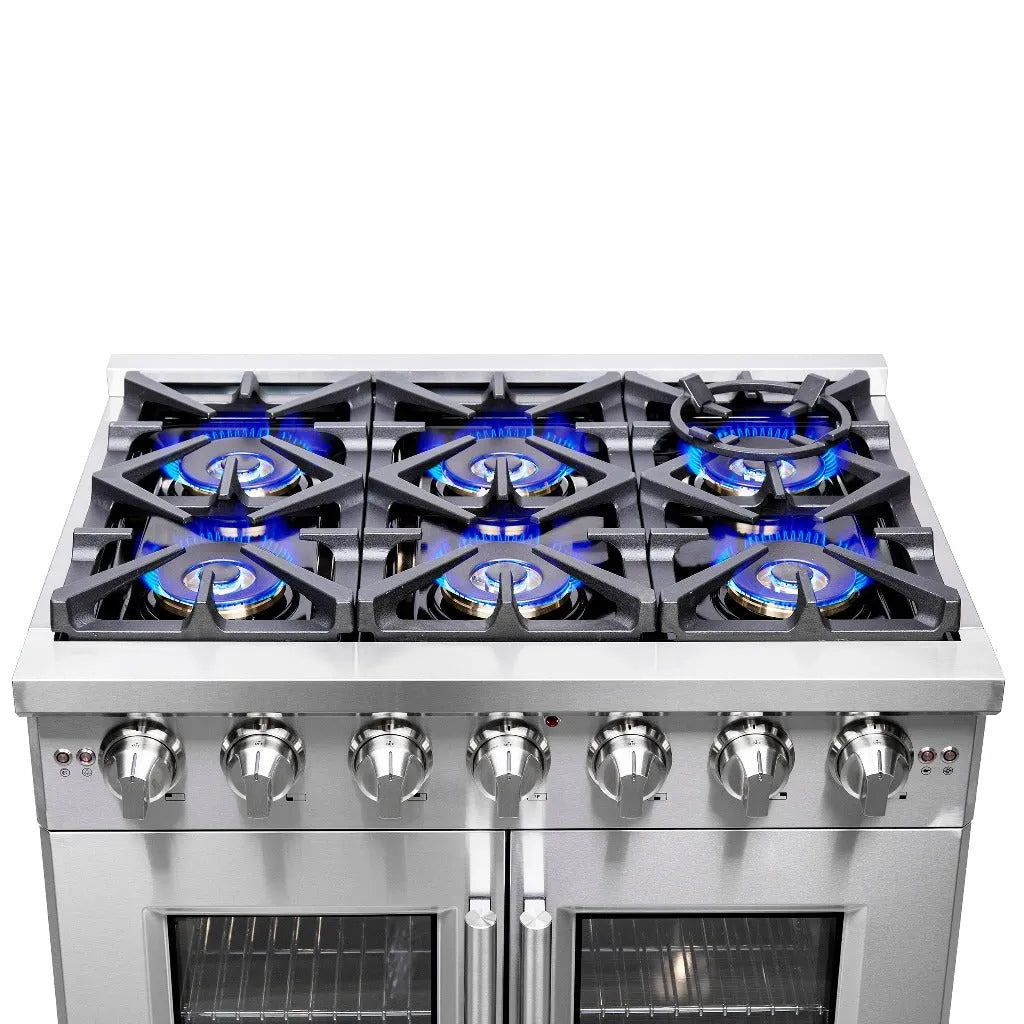 Forno Capriasca 36 in. 5.36 cu. ft. French Door Freestanding All Gas Range in Stainless Steel (FFSGS6460-36)-