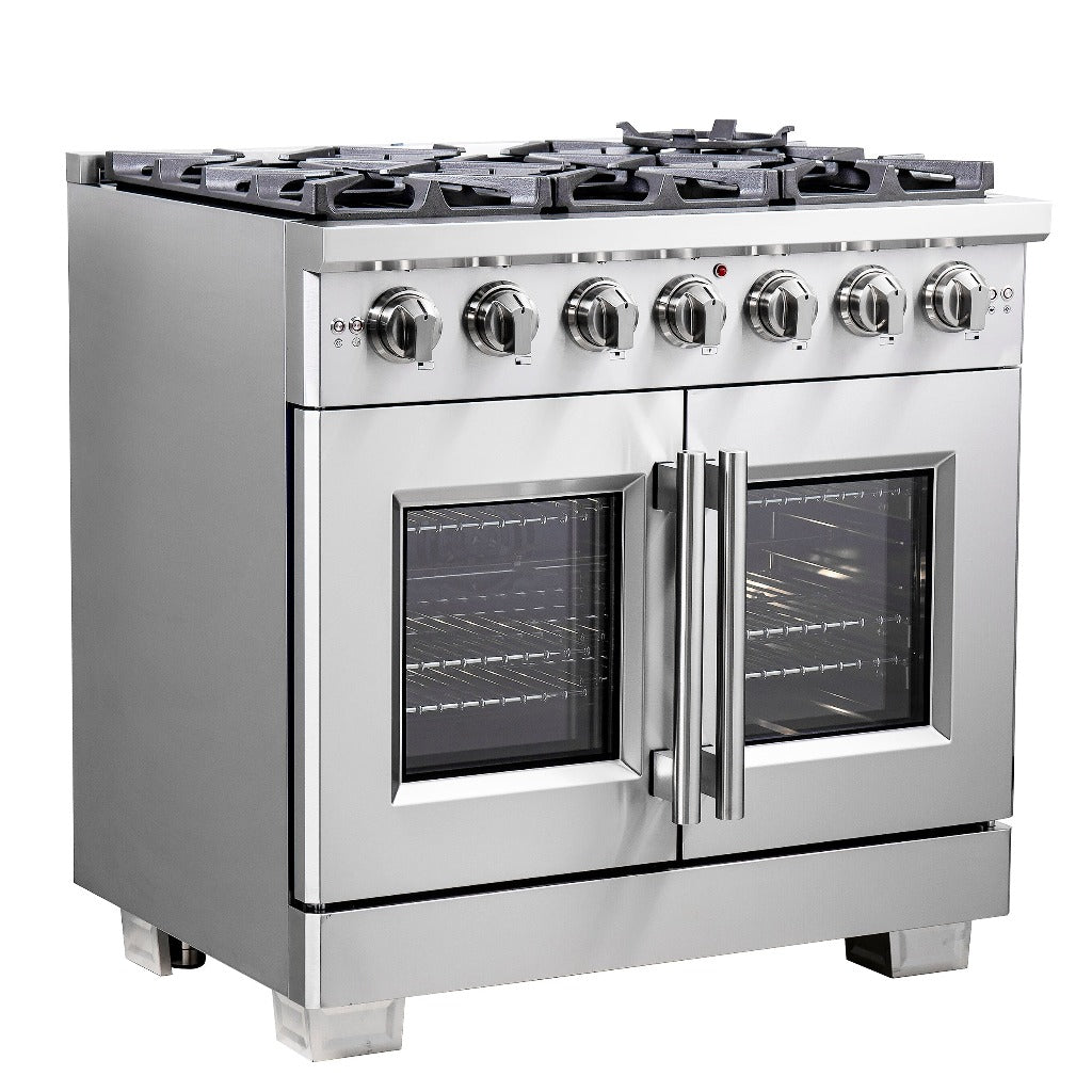 Forno Capriasca 36 in. 5.36 cu. ft. French Door Freestanding All Gas Range in Stainless Steel (FFSGS6460-36)-