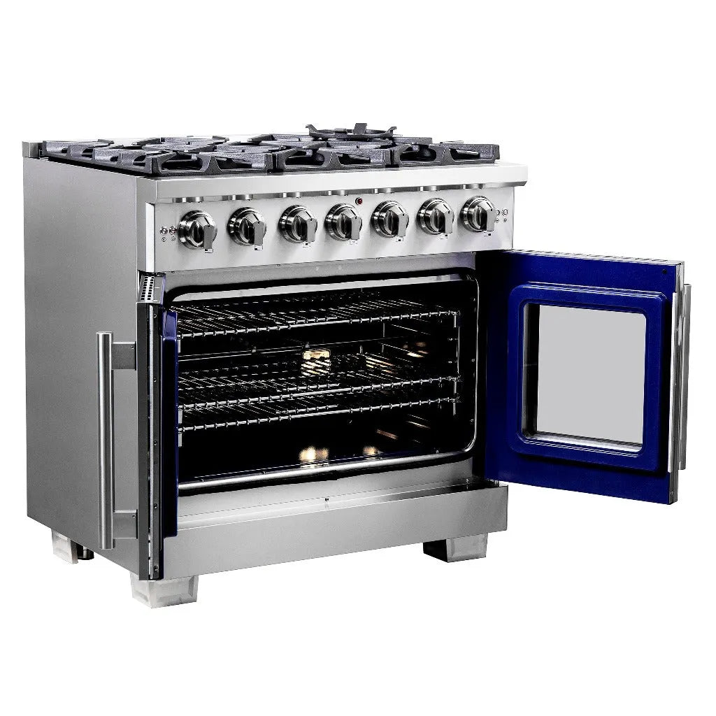 Forno Capriasca 36 in. 5.36 cu. ft. French Door Freestanding All Gas Range in Stainless Steel (FFSGS6460-36)-