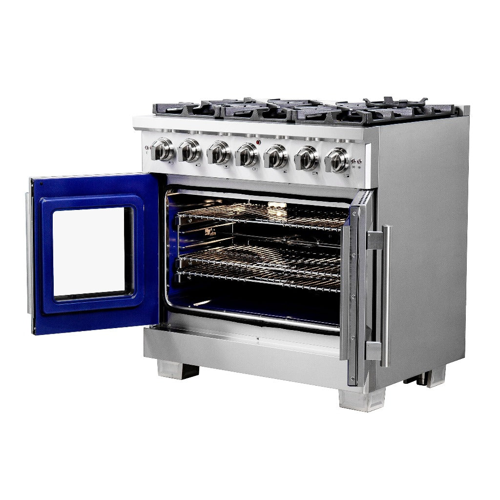Forno Capriasca 36 in. 5.36 cu. ft. French Door Freestanding All Gas Range in Stainless Steel (FFSGS6460-36)-