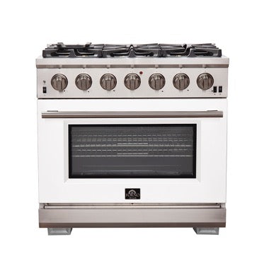 Forno Capriasca - 36 in. 5.36 cu. ft. Professional Freestanding Range with Gas Stove and Gas Oven (FFSGS6260-36)-White Door