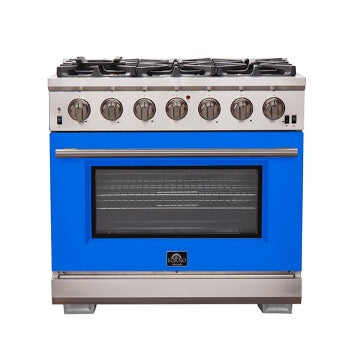 Forno Capriasca - 36 in. 5.36 cu. ft. Professional Freestanding Range with Gas Stove and Gas Oven (FFSGS6260-36)-Blue Door