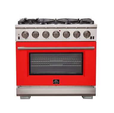 Forno Capriasca - 36 in. 5.36 cu. ft. Professional Freestanding Range with Gas Stove and Gas Oven (FFSGS6260-36)-Red Door