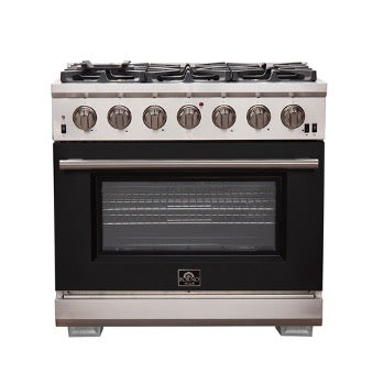 Forno Capriasca - 36 in. 5.36 cu. ft. Professional Freestanding Range with Gas Stove and Gas Oven (FFSGS6260-36)-Black Door