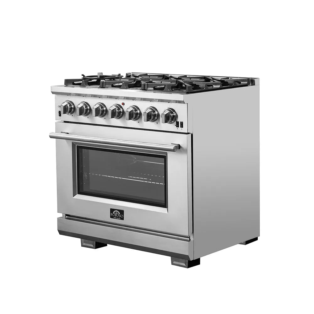 Forno Capriasca - 36 in. 5.36 cu. ft. Professional Freestanding Range with Gas Stove and Gas Oven (FFSGS6260-36)-