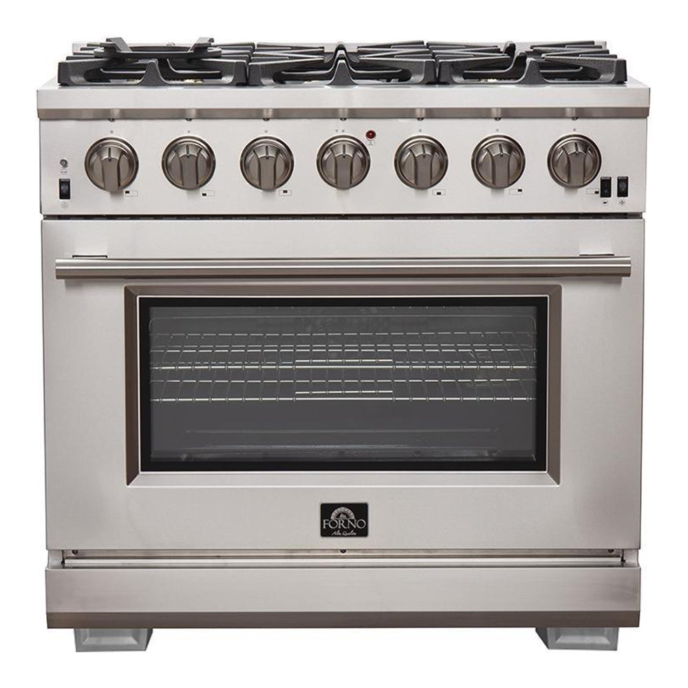 Forno Capriasca - 36 in. 5.36 cu. ft. Professional Freestanding Range with Gas Stove and Gas Oven (FFSGS6260-36)-Stainless Steel
