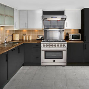 Forno Capriasca - 36 in. 5.36 cu. ft. Titanium Professional Freestanding Dual Fuel Range in Stainless Steel (FFSGS6187-36)-