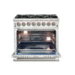 Forno Capriasca - 36 in. 5.36 cu. ft. Titanium Professional Freestanding Dual Fuel Range in Stainless Steel (FFSGS6187-36)-
