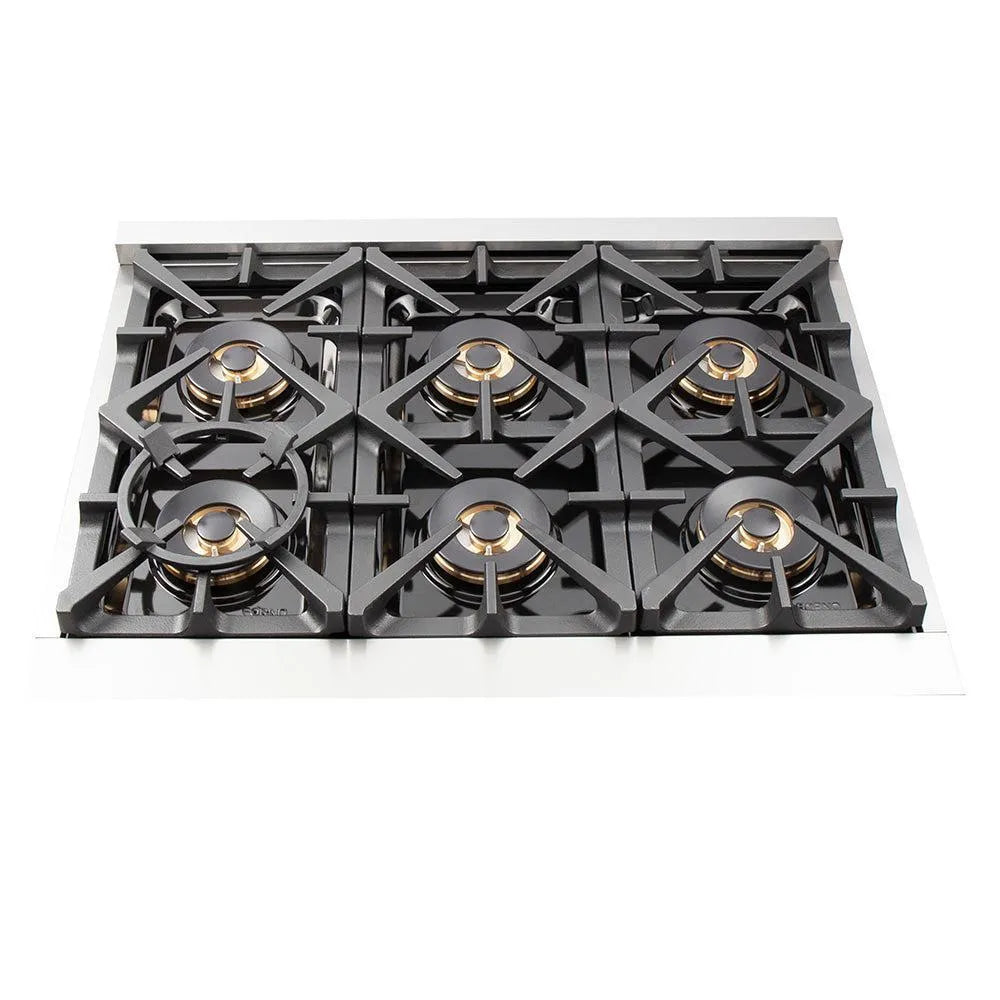Forno Capriasca - 36 in. 5.36 cu. ft. Titanium Professional Freestanding Dual Fuel Range in Stainless Steel (FFSGS6187-36)-