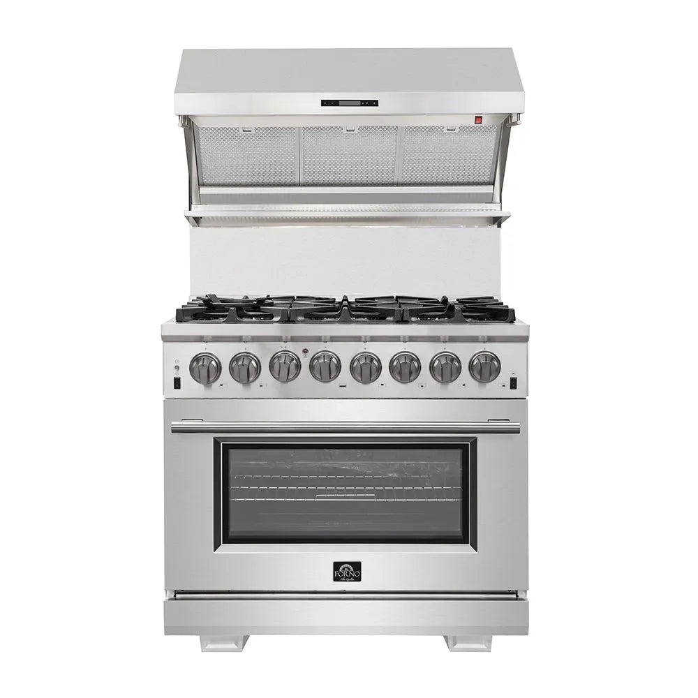 Forno Capriasca - 36 in. 5.36 cu. ft. Titanium Professional Freestanding Dual Fuel Range in Stainless Steel (FFSGS6187-36)-