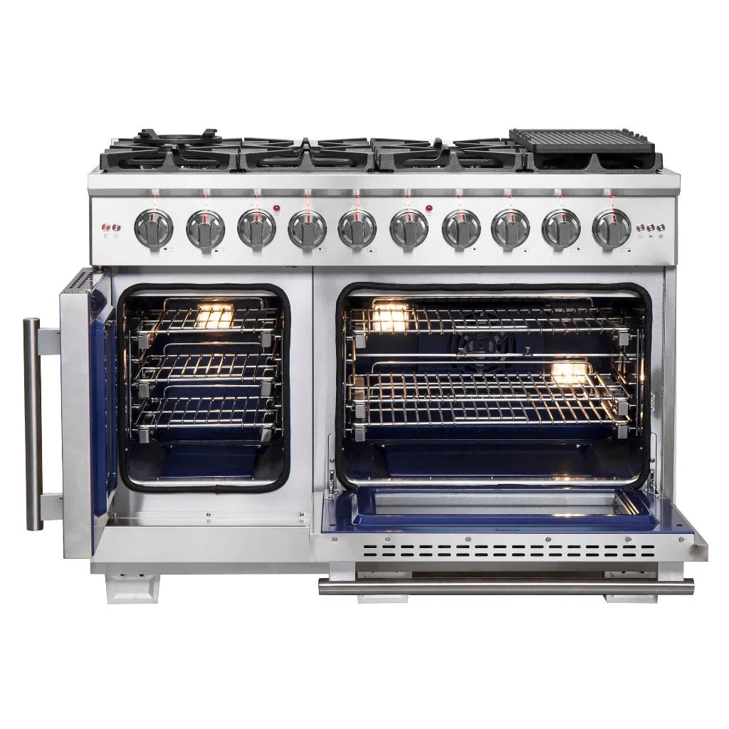 Forno Capriasca 48 in. 6.58 cu. ft. Left Swing Door Freestanding All Gas Range in Stainless Steel (FFSGS6460-48)-