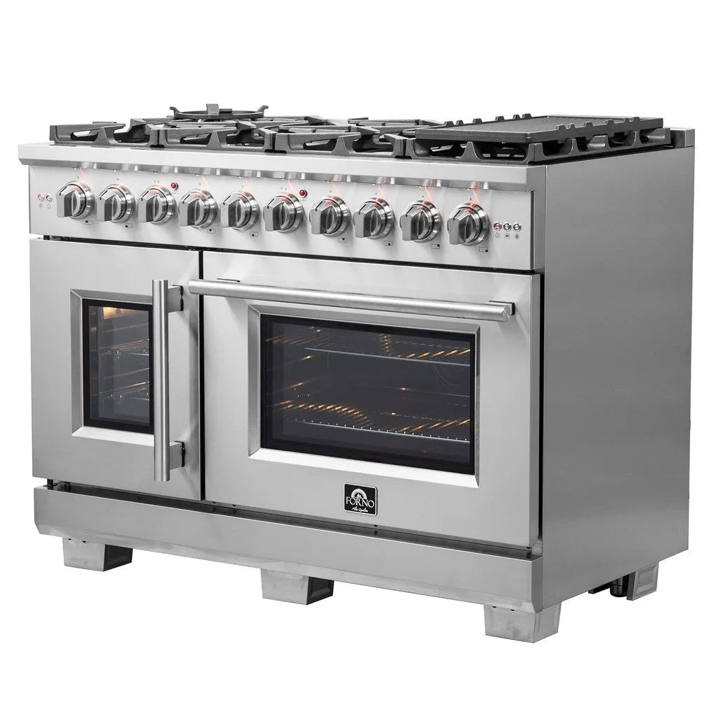 Forno Capriasca 48 in. 6.58 cu. ft. Left Swing Door Freestanding All Gas Range in Stainless Steel (FFSGS6460-48)-