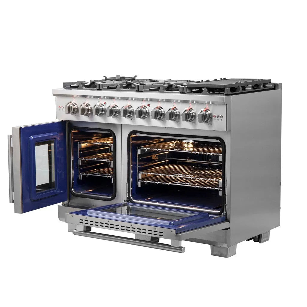 Forno Capriasca 48 in. 6.58 cu. ft. Left Swing Door Freestanding All Gas Range in Stainless Steel (FFSGS6460-48)-