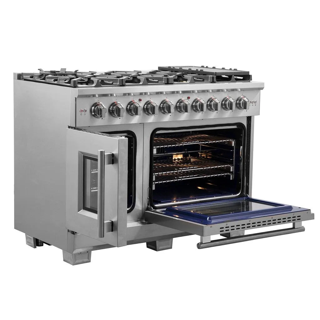 Forno Capriasca 48 in. 6.58 cu. ft. Left Swing Door Freestanding All Gas Range in Stainless Steel (FFSGS6460-48)-