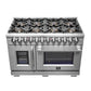 Forno Capriasca 48 in. 6.58 cu. ft. Left Swing Door Freestanding Dual Fuel Range with Gas Stove and Electric Oven in Stainless Steel (FFSGS6387-48)-