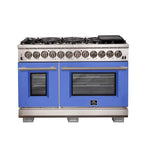 Forno Capriasca - 48 in. 6.58 cu. ft. Professional Dual Fuel Freestanding Range (FFSGS6187-48)-Blue Door