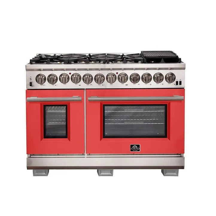 Forno Capriasca - 48 in. 6.58 cu. ft. Professional Dual Fuel Freestanding Range (FFSGS6187-48)-Red Door