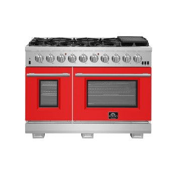 Forno Capriasca - 48 in. 6.58 cu. ft. Professional Freestanding All Gas Range (FFSGS6260-48)-Red Door