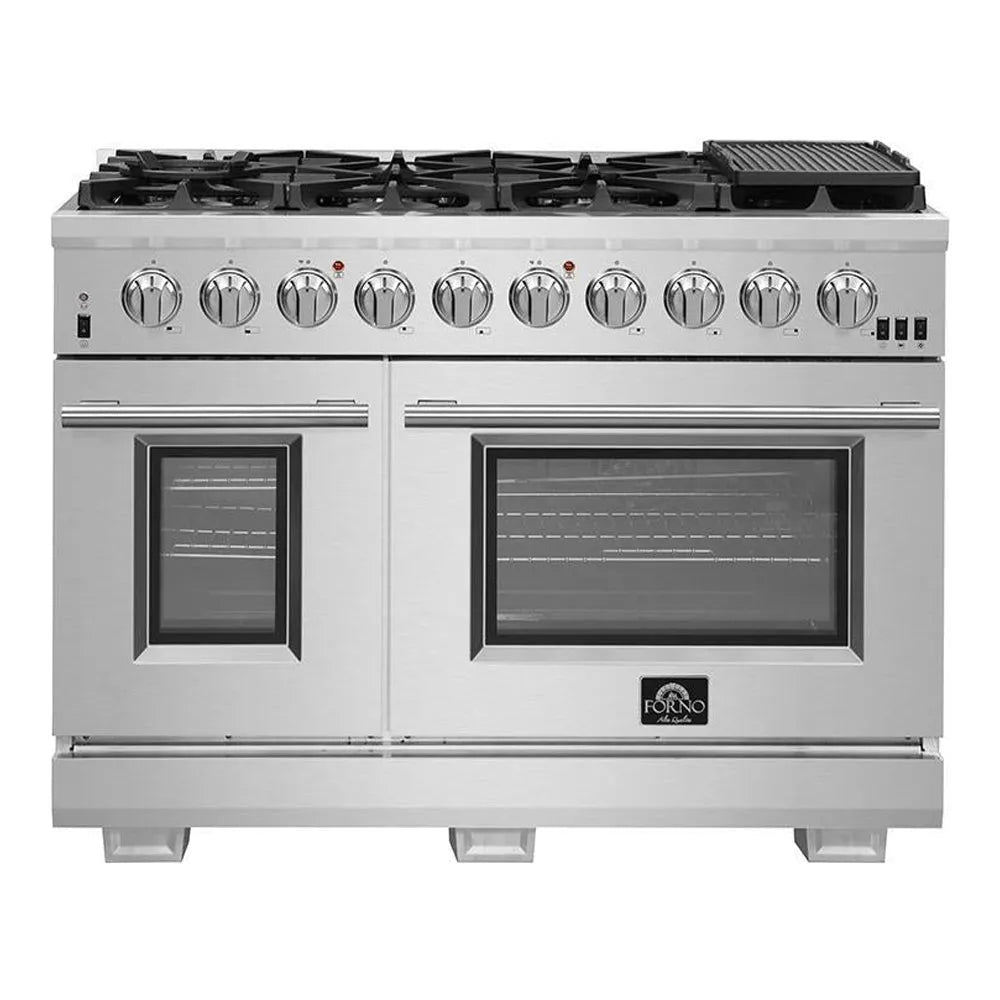 Forno Capriasca 48 in. 6.58 cu. ft. Professional Freestanding All Gas Range with Double Oven in Stainless Steel (FFSGS6260-48) main image.