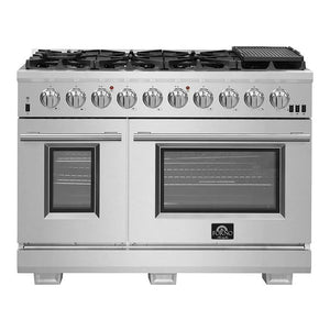 Forno Capriasca 48 in. 6.58 cu. ft. Professional Freestanding All Gas Range with Double Oven in Stainless Steel (FFSGS6260-48) main image.