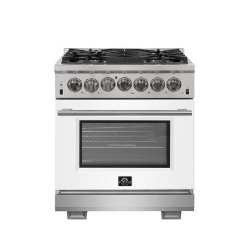Forno Capriasca - Titanium 30 in. 4.53 cu. ft. Professional Freestanding Dual Fuel Range (FFSGS6187-30) Stainless Steel with White Door