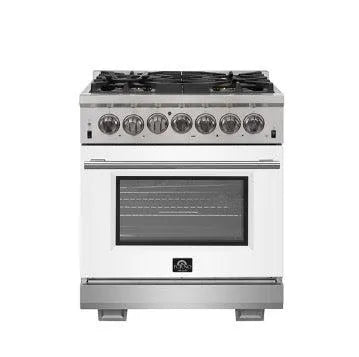 Forno Capriasca - Titanium 30 in. 4.53 cu. ft. Professional Freestanding Dual Fuel Range (FFSGS6187-30) Stainless Steel with White Door