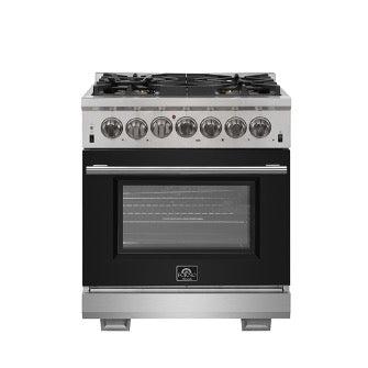 Forno Capriasca - Titanium 30 in. 4.53 cu. ft. Professional Freestanding Dual Fuel Range (FFSGS6187-30) Stainless Steel with Black Door