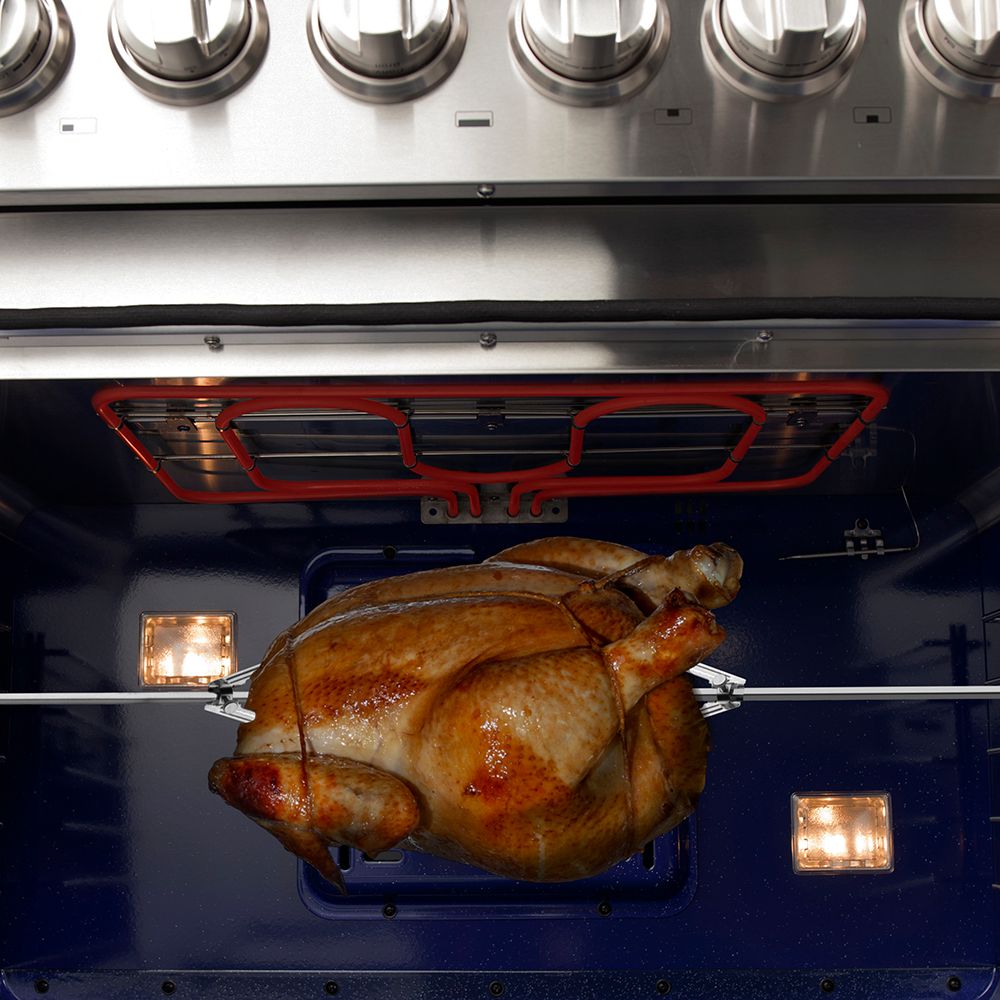 Forno Capriasca - Titanium 30 in. 4.53 cu. ft. Professional Freestanding Dual Fuel Range (FFSGS6187-30) Oven Roasting a Game Bird