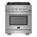Forno Capriasca - Titanium 30 in. 4.53 cu. ft. Professional Freestanding Dual Fuel Range (FFSGS6187-30) in Stainless Steel