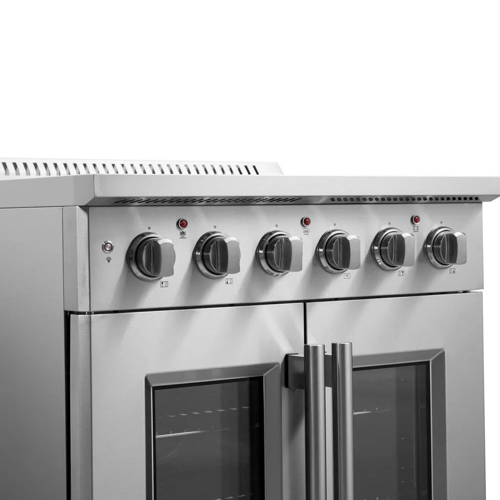 Forno Galiano 30 in. 4.32 cu. ft. French Door Freestanding All Electric Range in Stainless Steel (FFSEL6917-30)-
